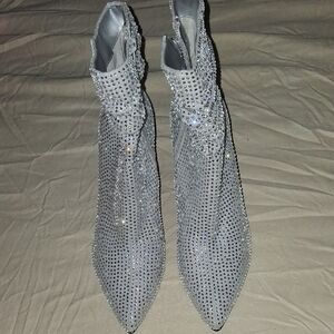 Elegant Silver Women's Ankle Boots